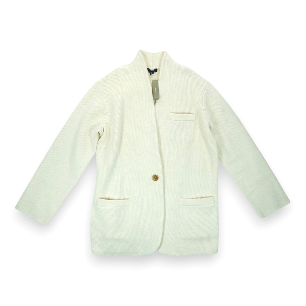 NWT J. Crew Cardigan Sweater Womens‎ Medium Ivory Cream Chunky Merino Wool Knit